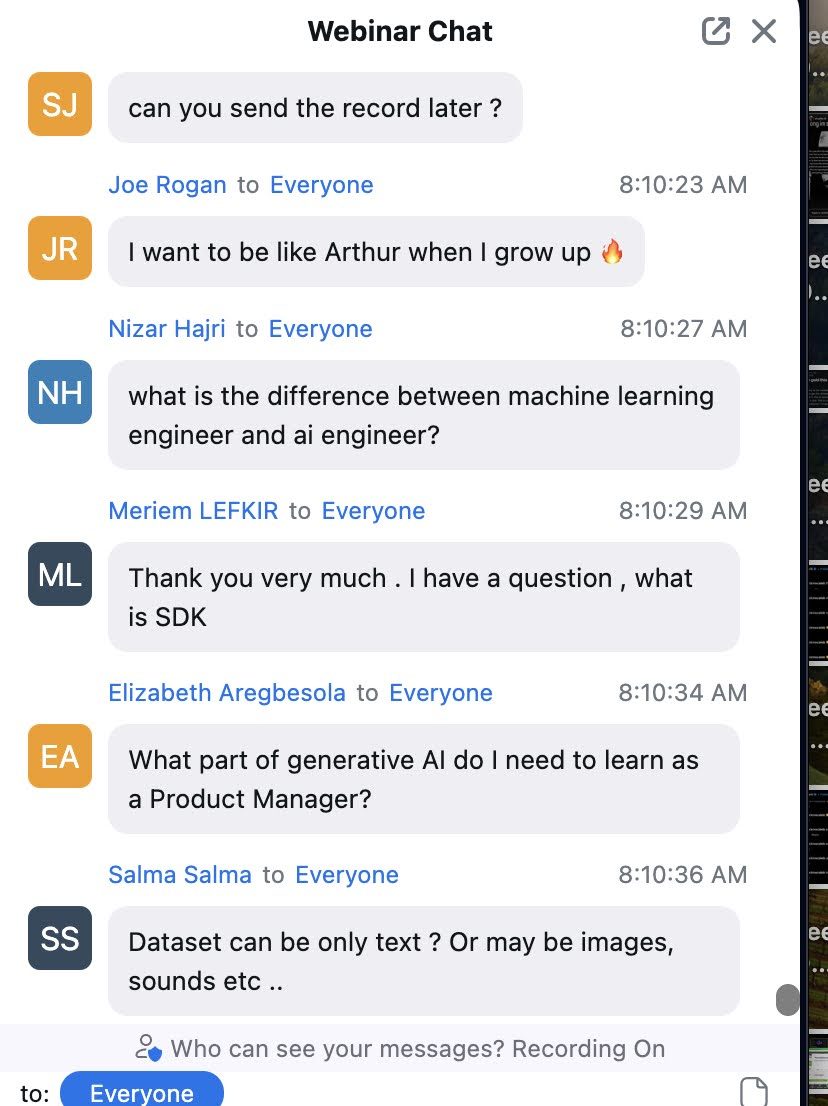 Webinar chat full of questions from learners